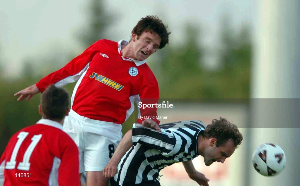 14 July 2004; Stuart Byrne, Shelbourne, in action against Bjarni Porsteinsson, KR Reykjavik. Champions League, Qualifying Round, KR Reykjavik v Shelbourne, KR stadium, Reykjavik, Iceland. Picture credit; David Maher / SPORTSFILE