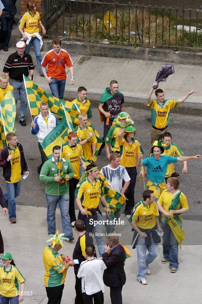11 July 2004; Donegal fans make their way to Croke park. Bank of Ireland Ulster Senior Football Championship Final, Armagh v Donegal, Croke Park, Dublin. Picture credit; Brian Lawless / SPORTSFILE