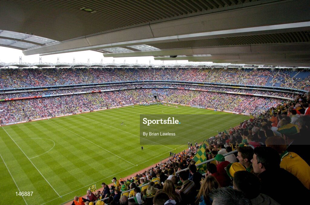 11 July 2004; The teams are led in the pre-match parade by the Enniskillen C.B.S. band. Bank of Ireland Ulster Senior Football Championship Final, Armagh v Donegal, Croke Park, Dublin. Picture credit; Brian Lawless / SPORTSFILE
