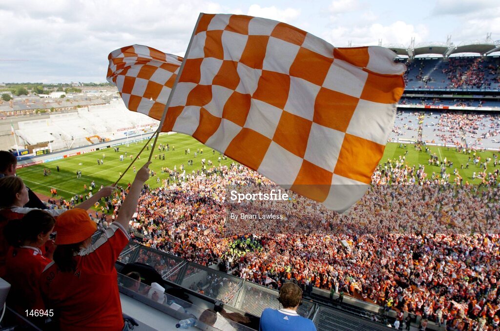 11 July 2004; Armagh fans celebrate after the match. Bank of Ireland Ulster Senior Football Championship Final, Armagh v Donegal, Croke Park, Dublin. Picture credit; Brian Lawless / SPORTSFILE
