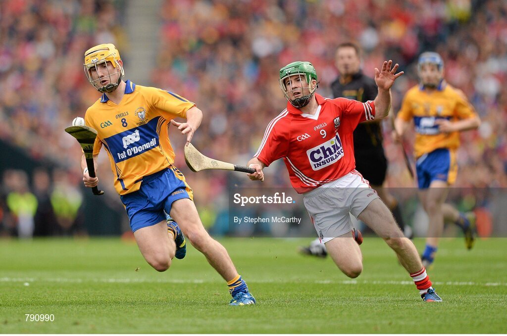 8 September 2013; Colm Galvin, Clare, in action against Daniel Kearney, Cork. GAA Hurling All-Ireland Senior Championship Final, Cork v Clare, Croke Park, Dublin. Picture credit: Stephen McCarthy / SPORTSFILE