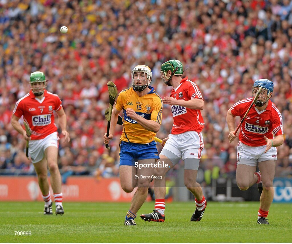 8 September 2013; Conor McGrath, Clare, in action against Conor O'Sullivan, Cork. GAA Hurling All-Ireland Senior Championship Final, Cork v Clare, Croke Park, Dublin. Picture credit: Barry Cregg / SPORTSFILE