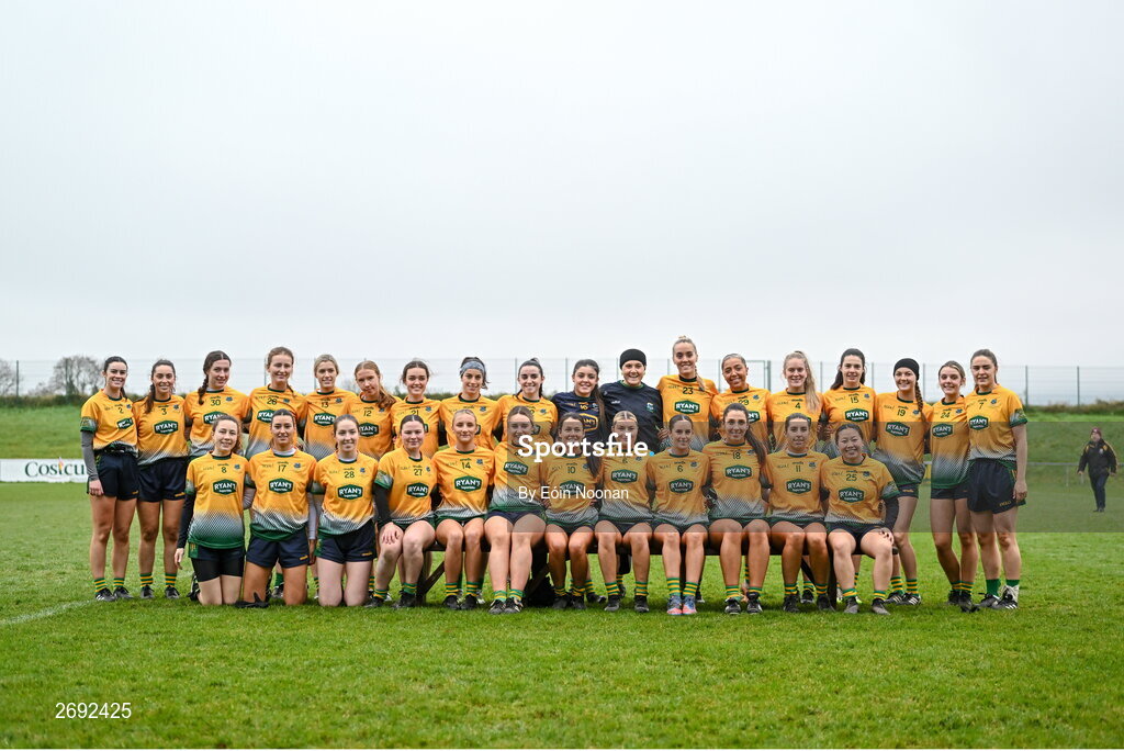 3 December 2023; Glanmire team before the Currentaccount.ie LGFA All-Ireland Intermediate Club Championship semi-final match between Glanmire, Cork, and Na Fianna, Meath, at Mallow GAA Grounds in Mallow, Cork. Photo by Eóin Noonan/Sportsfile