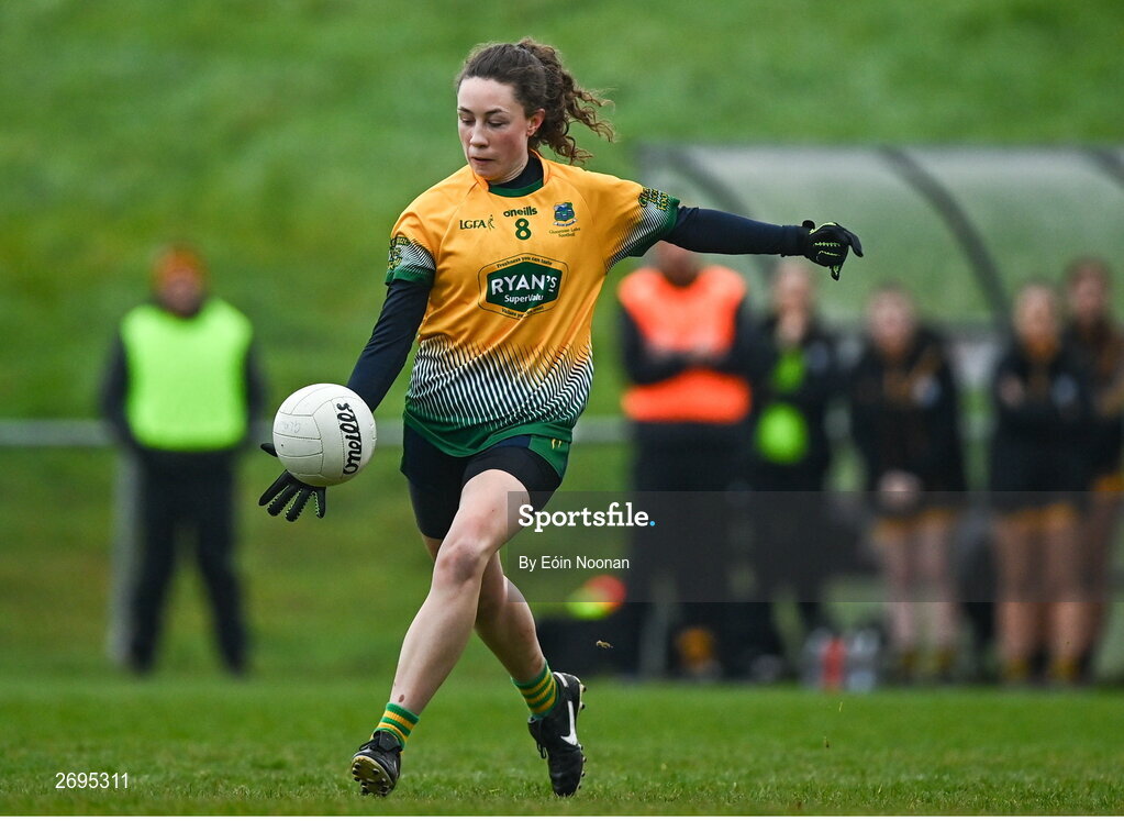 3 December 2023; Abbie O'Mahony of Glanmire during the Currentaccount.ie LGFA All-Ireland Intermediate Club Championship semi-final match between Glanmire, Cork, and Na Fianna, Meath, at Mallow GAA Grounds in Mallow, Cork. Photo by Eóin Noonan/Sportsfile