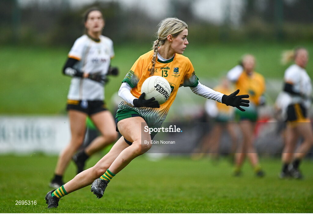 3 December 2023; Evie Twomey of Glanmire during the Currentaccount.ie LGFA All-Ireland Intermediate Club Championship semi-final match between Glanmire, Cork, and Na Fianna, Meath, at Mallow GAA Grounds in Mallow, Cork. Photo by Eóin Noonan/Sportsfile