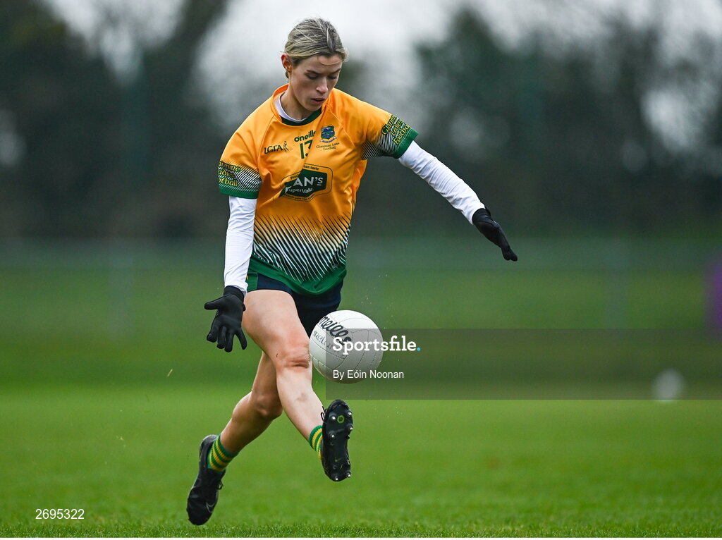 3 December 2023; Evie Twomey of Glanmire during the Currentaccount.ie LGFA All-Ireland Intermediate Club Championship semi-final match between Glanmire, Cork, and Na Fianna, Meath, at Mallow GAA Grounds in Mallow, Cork. Photo by Eóin Noonan/Sportsfile
