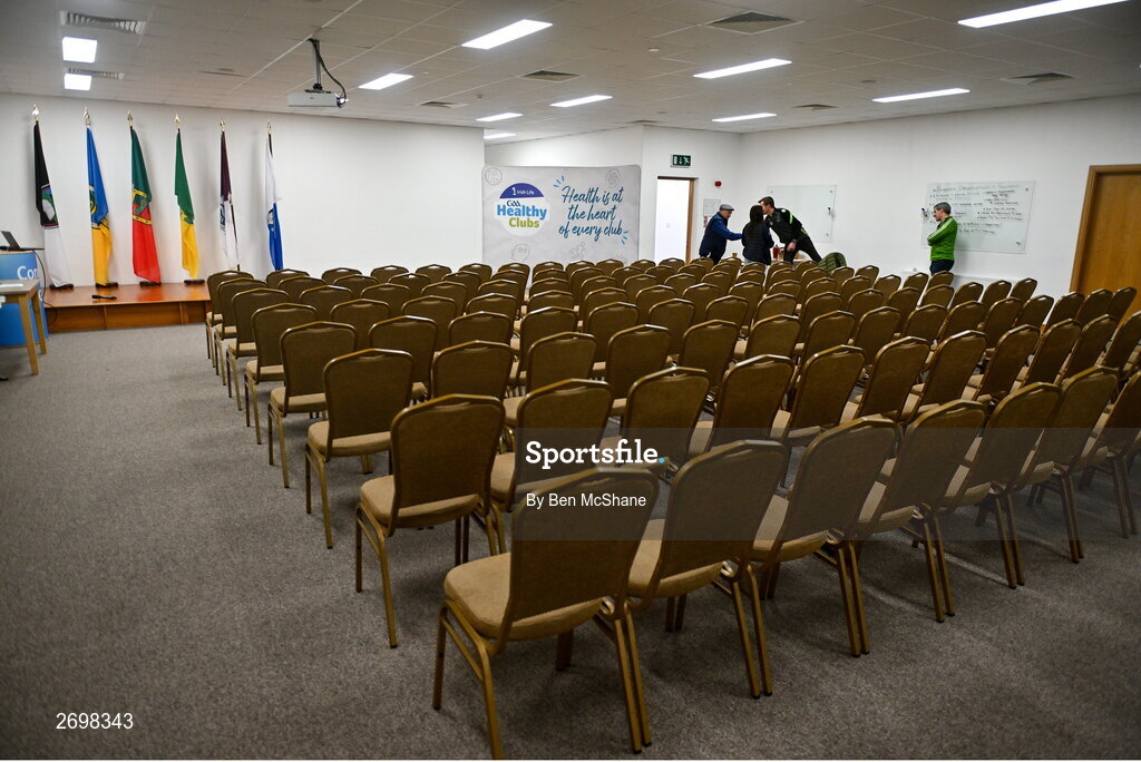 14 December 2023; A general view of the room before the Irish Life Connacht GAA Healthy Clubs recognition event at the Connacht GAA Centre of Excellence in Bekan, Mayo. Photo by Ben McShane/Sportsfile
