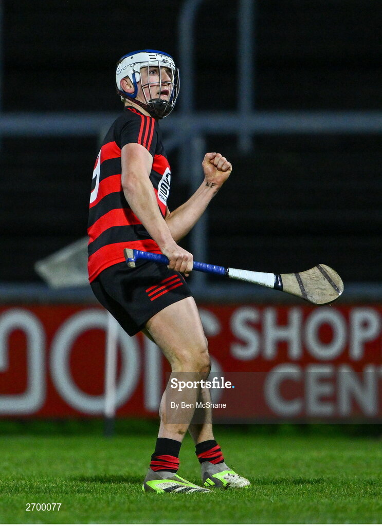 16 December 2023; Paddy Leavey of Ballygunner celebrates after scoring a point during the AIB GAA Hurling All-Ireland Senior Club Championship semi-final match between St Thomas' of Galway and Ballygunner of Waterford at Laois Hire O'Moore Park in Portlaoise, Laois. Photo by Ben McShane/Sportsfile