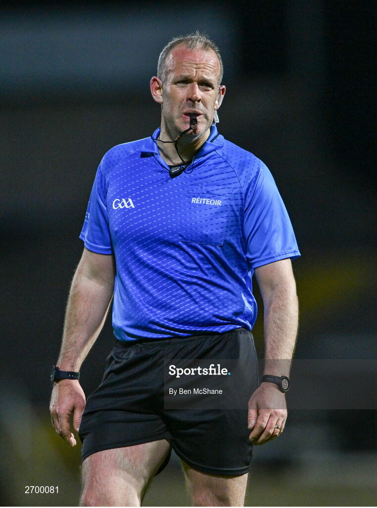 16 December 2023; Referee Johnny Murphy during the AIB GAA Hurling All-Ireland Senior Club Championship semi-final match between St Thomas' of Galway and Ballygunner of Waterford at Laois Hire O'Moore Park in Portlaoise, Laois. Photo by Ben McShane/Sportsfile