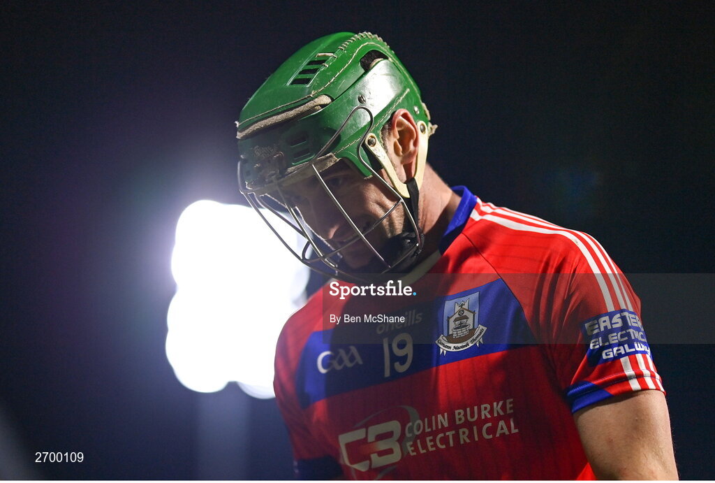 16 December 2023; David Burke of St Thomas' at half-time of the AIB GAA Hurling All-Ireland Senior Club Championship semi-final match between St Thomas' of Galway and Ballygunner of Waterford at Laois Hire O'Moore Park in Portlaoise, Laois. Photo by Ben McShane/Sportsfile