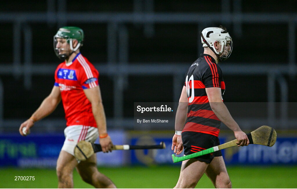 16 December 2023; Dessie Hutchinson of Ballygunner reacts after missing a penalty in the penalty shootout as Fintan Burke of St Thomas' makes his way to take his penalty during the AIB GAA Hurling All-Ireland Senior Club Championship semi-final match between St Thomas' of Galway and Ballygunner of Waterford at Laois Hire O'Moore Park in Portlaoise, Laois. Photo by Ben McShane/Sportsfile