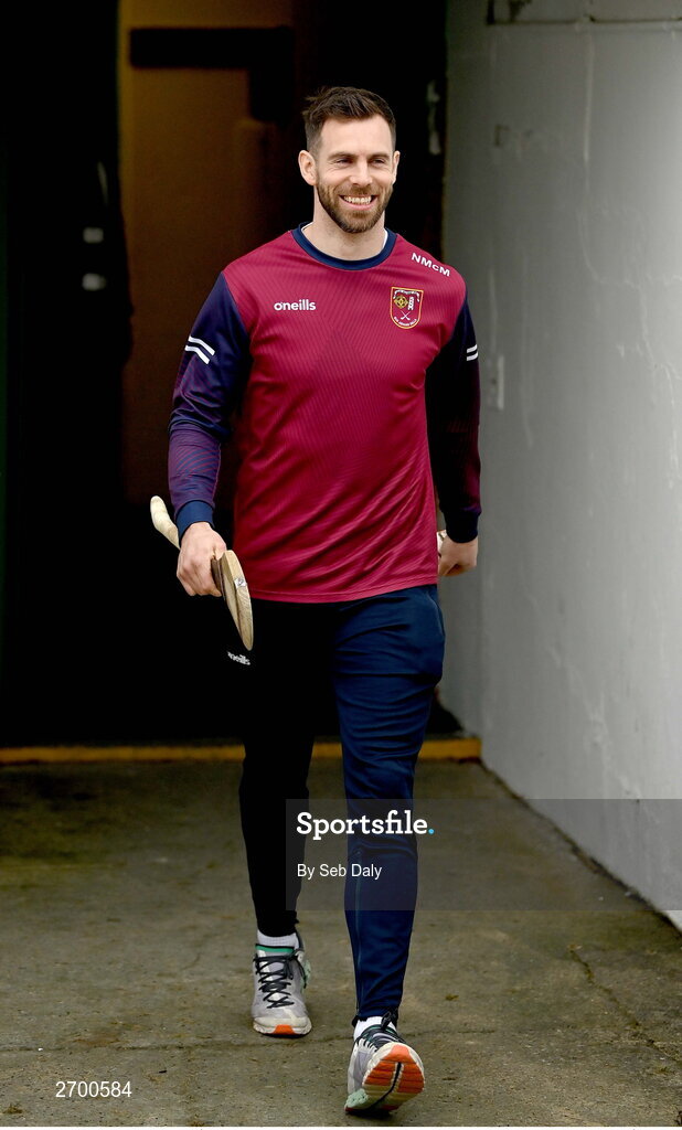 17 December 2023; Neil McManus of Ruairí Óg Cushendall before the AIB GAA Hurling All-Ireland Club Championship semi-final match between O'Loughlin Gaels, Kilkenny, and Ruairí Óg Cushendall, Antrim, at Páirc Tailteann in Navan, Meath. Photo by Seb Daly/Sportsfile