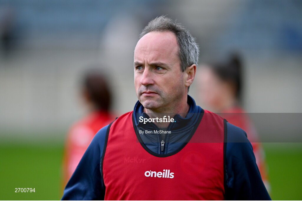 17 December 2023; O'Donovan Rossa manager James O'Donovan before the Currentaccount.ie LGFA All-Ireland Junior Club Championship final match between Claremorris of Mayo and O'Donovan Rossa of Cork at Parnell Park in Dublin. Photo by Ben McShane/Sportsfile