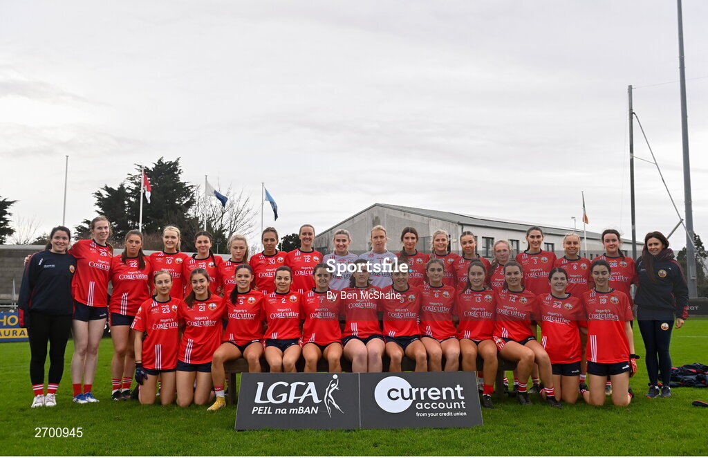 17 December 2023; The O'Donovan Rossa team before the Currentaccount.ie LGFA All-Ireland Junior Club Championship final match between Claremorris of Mayo and O'Donovan Rossa of Cork at Parnell Park in Dublin. Photo by Ben McShane/Sportsfile