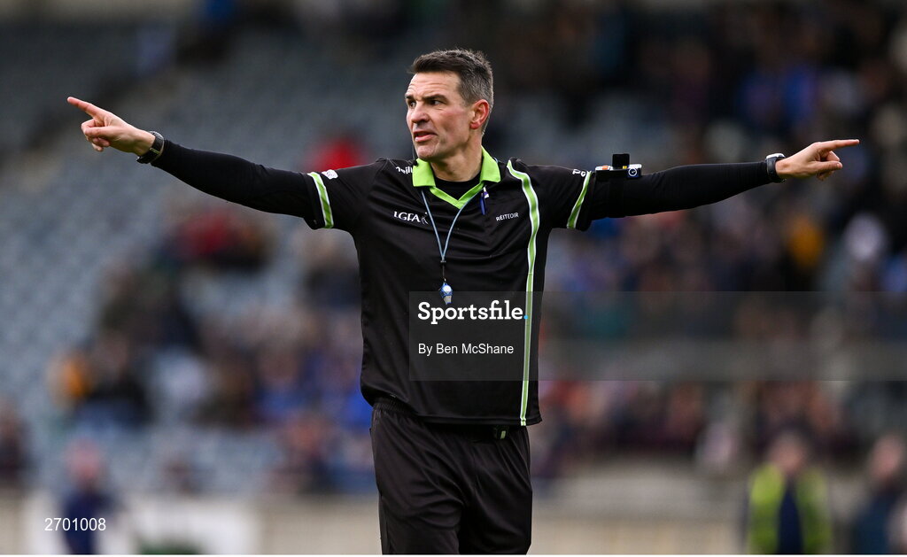 17 December 2023; Referee Ray McBride during the Currentaccount.ie LGFA All-Ireland Junior Club Championship final match between Claremorris of Mayo and O'Donovan Rossa of Cork at Parnell Park in Dublin. Photo by Ben McShane/Sportsfile