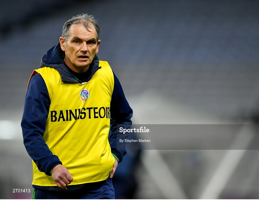 17 December 2023; Sarsfields manager Michael McGrath before the AIB Camogie All-Ireland Senior Club Championship final match between Dicksboro of Kilkenny and Sarsfields of Galway at Croke Park in Dublin. Photo by Stephen Marken/Sportsfile