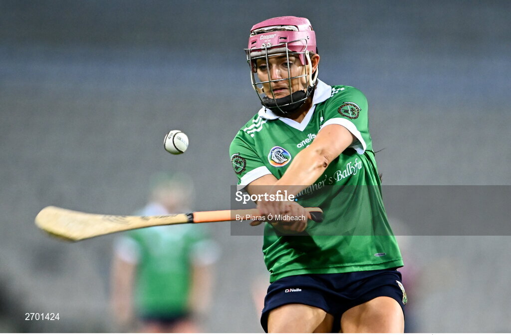 17 December 2023; Orlaith McGrath of Sarsfields during the AIB Camogie All-Ireland Senior Club Championship final match between Dicksboro of Kilkenny and Sarsfields of Galway at Croke Park in Dublin. Photo by Piaras Ó Mídheach/Sportsfile