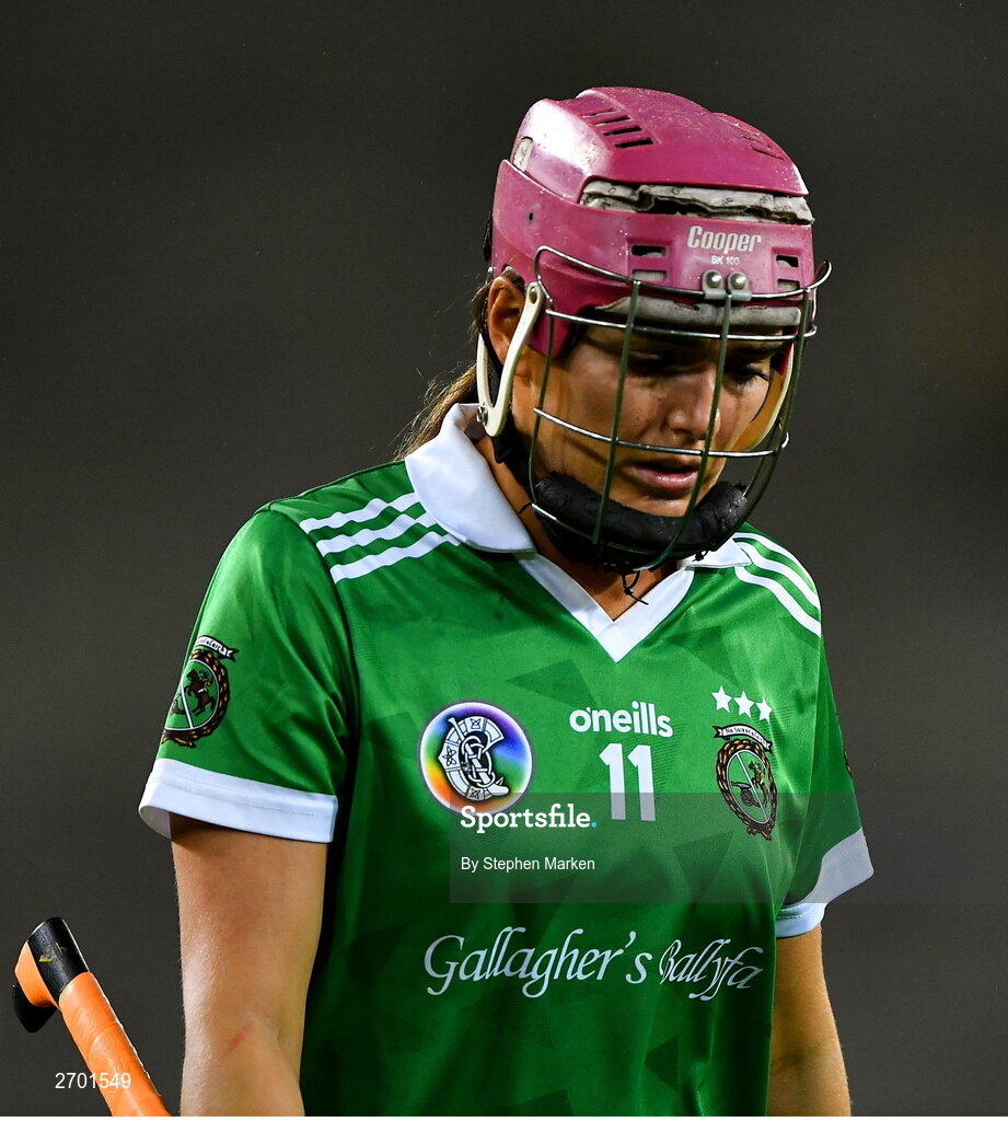 17 December 2023; Orlaith McGrath of Sarsfields after her side's defeat in the AIB Camogie All-Ireland Senior Club Championship final match between Dicksboro of Kilkenny and Sarsfields of Galway at Croke Park in Dublin. Photo by Stephen Marken/Sportsfile