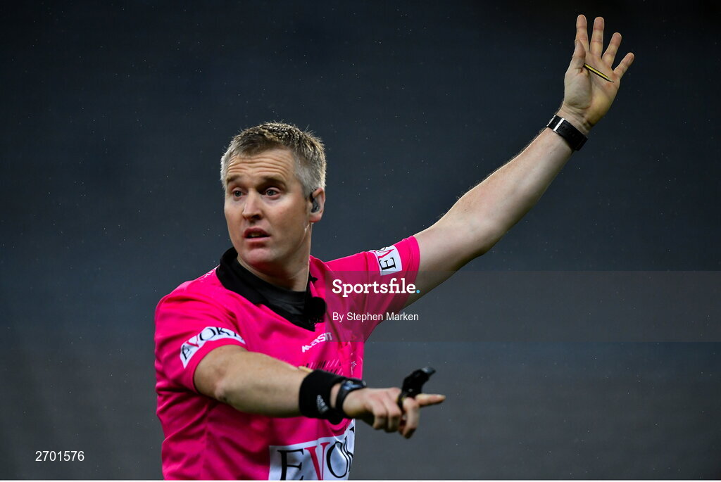 17 December 2023; Referee Ray Kelly during the AIB Camogie All-Ireland Senior Club Championship final match between Dicksboro of Kilkenny and Sarsfields of Galway at Croke Park in Dublin. Photo by Stephen Marken/Sportsfile