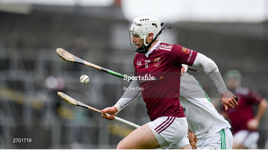 17 December 2023; Neil McManus of Ruairí Óg Cushendall during the AIB GAA Hurling All-Ireland Club Championship semi-final match between O'Loughlin Gaels, Kilkenny, and Ruairí Óg Cushendall, Antrim, at Páirc Tailteann in Navan, Meath. Photo by Seb Daly/Sportsfile