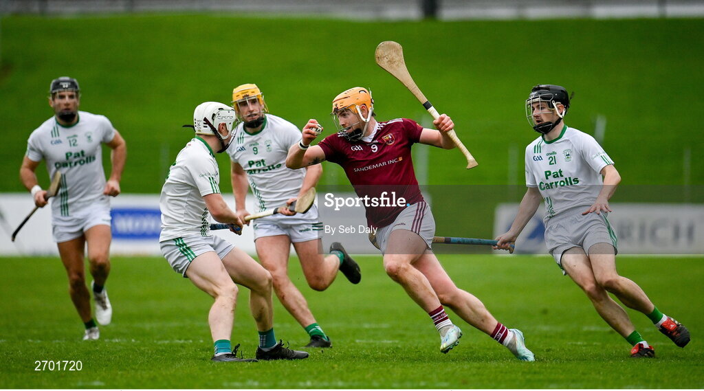 17 December 2023; Ryan McCambridge of Ruairí Óg Cushendall in action against David Fogarty of O’Loughlin Gaels during the AIB GAA Hurling All-Ireland Club Championship semi-final match between O'Loughlin Gaels, Kilkenny, and Ruairí Óg Cushendall, Antrim, at Páirc Tailteann in Navan, Meath. Photo by Seb Daly/Sportsfile