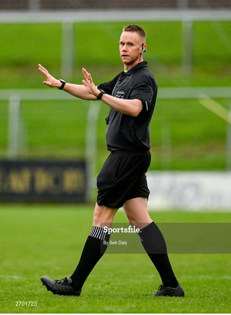 17 December 2023; Referee Michael Kennedy during the AIB GAA Hurling All-Ireland Club Championship semi-final match between O'Loughlin Gaels, Kilkenny, and Ruairí Óg Cushendall, Antrim, at Páirc Tailteann in Navan, Meath. Photo by Seb Daly/Sportsfile