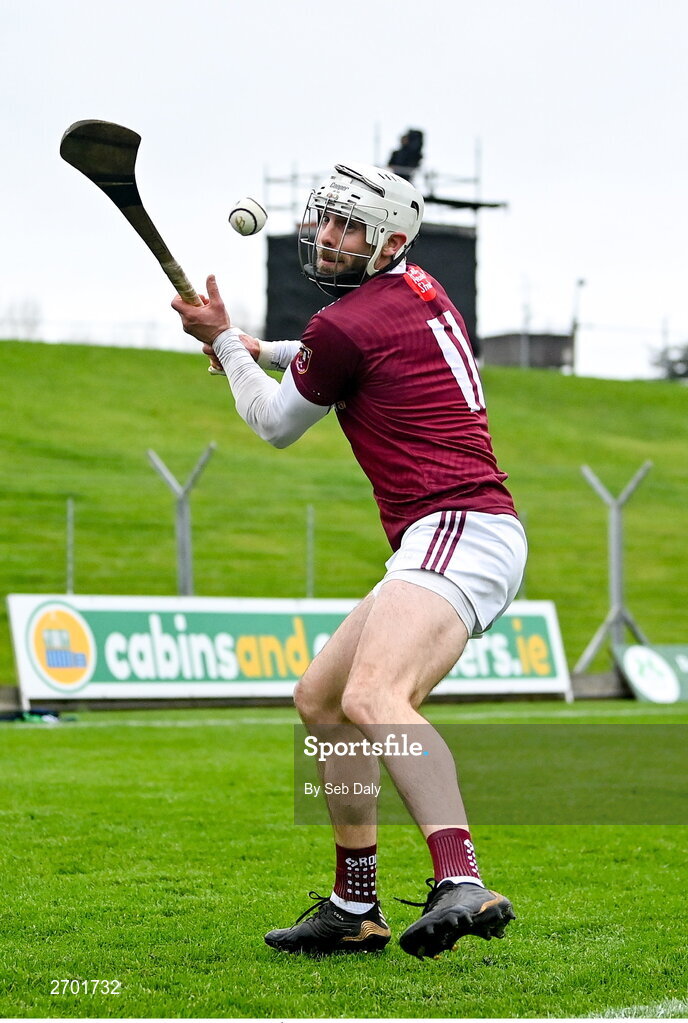 17 December 2023; Neil McManus of Ruairí Óg Cushendall during the AIB GAA Hurling All-Ireland Club Championship semi-final match between O'Loughlin Gaels, Kilkenny, and Ruairí Óg Cushendall, Antrim, at Páirc Tailteann in Navan, Meath. Photo by Seb Daly/Sportsfile