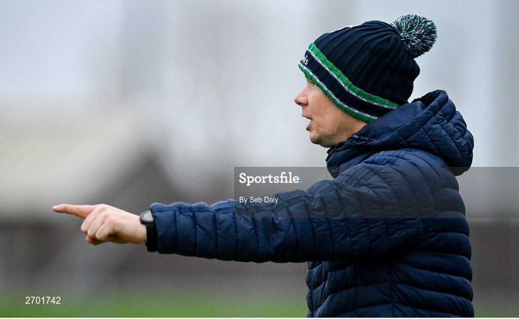 17 December 2023; O'Loughlin Gaels manager Brian Hogan during the AIB GAA Hurling All-Ireland Club Championship semi-final match between O'Loughlin Gaels, Kilkenny, and Ruairí Óg Cushendall, Antrim, at Páirc Tailteann in Navan, Meath. Photo by Seb Daly/Sportsfile