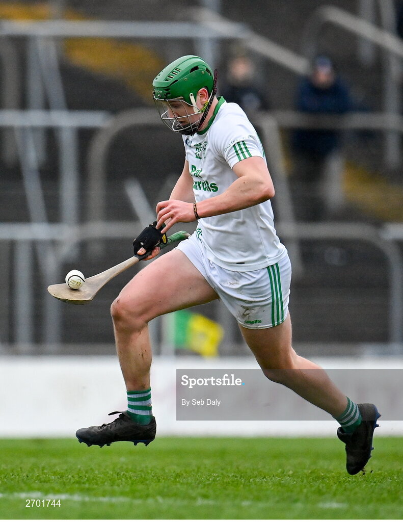 17 December 2023; Luke Hogan of O’Loughlin Gaels during the AIB GAA Hurling All-Ireland Club Championship semi-final match between O'Loughlin Gaels, Kilkenny, and Ruairí Óg Cushendall, Antrim, at Páirc Tailteann in Navan, Meath. Photo by Seb Daly/Sportsfile