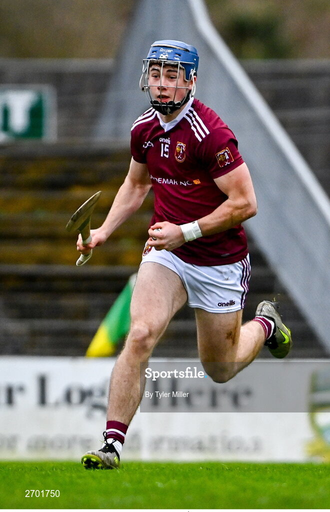 17 December 2023; Joseph McLaughlin of Ruairí Óg Cushendall during the AIB GAA Hurling All-Ireland Club Championship semi-final match between O'Louglin Gaels, Kilkenny, and Ruairí Óg Cushendall, Antrim, at Páirc Tailteann in Navan, Meath. Photo by Tyler Miller/Sportsfile