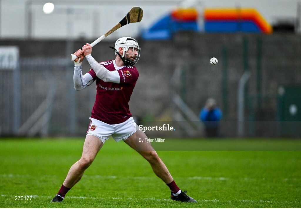 17 December 2023; Neil McManus of Ruairí Óg Cushendall during the AIB GAA Hurling All-Ireland Club Championship semi-final match between O'Louglin Gaels, Kilkenny, and Ruairí Óg Cushendall, Antrim, at Páirc Tailteann in Navan, Meath. Photo by Tyler Miller/Sportsfile