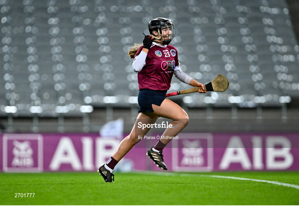 17 December 2023; Rose Kelly of Dicksboro celebrates after her side's victory in the AIB Camogie All-Ireland Senior Club Championship final match between Dicksboro of Kilkenny and Sarsfields of Galway at Croke Park in Dublin. Photo by Piaras Ó Mídheach/Sportsfile