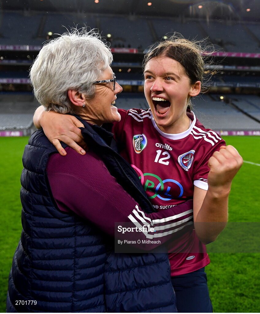 17 December 2023; Rachel Dowling of Dicksboro celebrates after her side's victory in the AIB Camogie All-Ireland Senior Club Championship final match between Dicksboro of Kilkenny and Sarsfields of Galway at Croke Park in Dublin. Photo by Piaras Ó Mídheach/Sportsfile