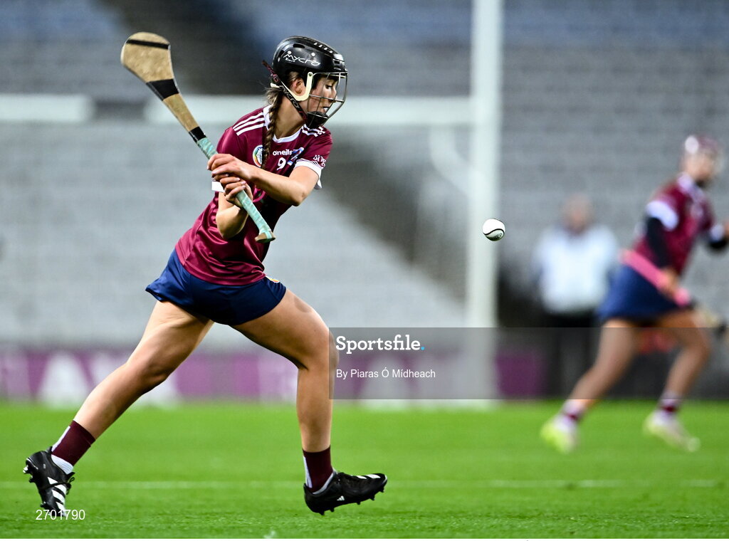 17 December 2023; Aobha O’Gorman of Dicksboro during the AIB Camogie All-Ireland Senior Club Championship final match between Dicksboro of Kilkenny and Sarsfields of Galway at Croke Park in Dublin. Photo by Piaras Ó Mídheach/Sportsfile