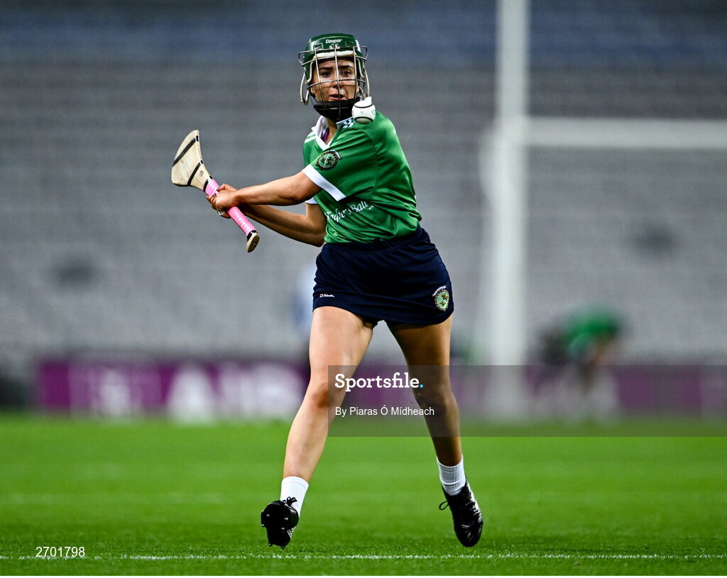 17 December 2023; Tara Kenny of Sarsfields during the AIB Camogie All-Ireland Senior Club Championship final match between Dicksboro of Kilkenny and Sarsfields of Galway at Croke Park in Dublin. Photo by Piaras Ó Mídheach/Sportsfile