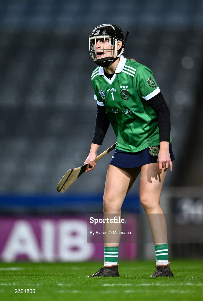 17 December 2023; Sarsfields goalkeeper Laura Glynn during the AIB Camogie All-Ireland Senior Club Championship final match between Dicksboro of Kilkenny and Sarsfields of Galway at Croke Park in Dublin. Photo by Piaras Ó Mídheach/Sportsfile