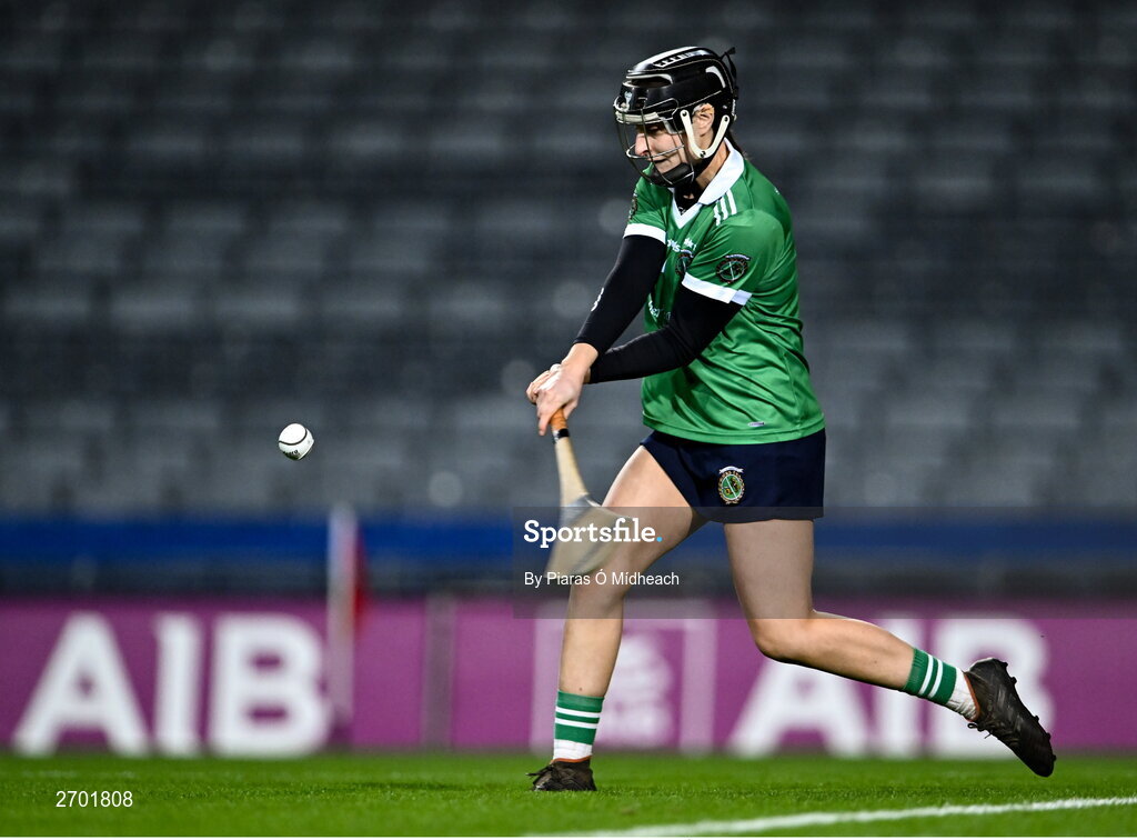 17 December 2023; Sarsfields goalkeeper Laura Glynn during the AIB Camogie All-Ireland Senior Club Championship final match between Dicksboro of Kilkenny and Sarsfields of Galway at Croke Park in Dublin. Photo by Piaras Ó Mídheach/Sportsfile