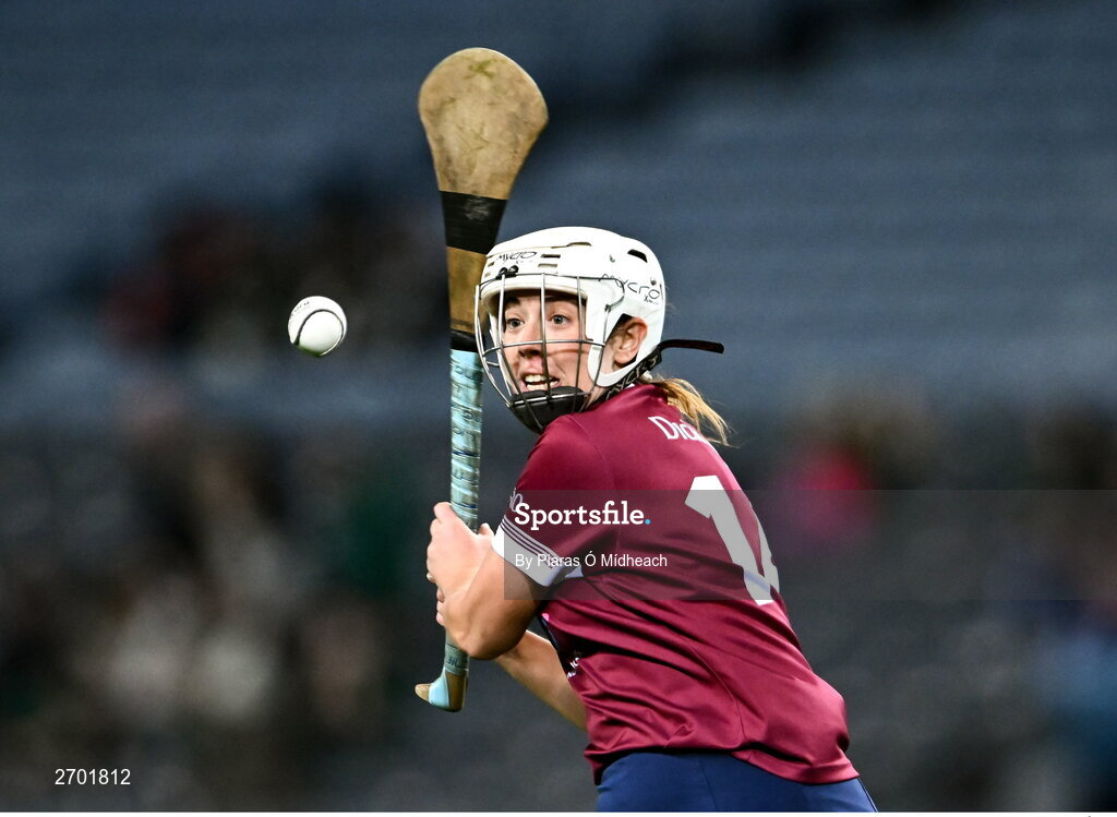 17 December 2023; Orla Hanrick of Dicksboro during the AIB Camogie All-Ireland Senior Club Championship final match between Dicksboro of Kilkenny and Sarsfields of Galway at Croke Park in Dublin. Photo by Piaras Ó Mídheach/Sportsfile