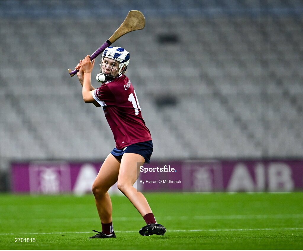 17 December 2023; Asha McHardy of Dicksboro during the AIB Camogie All-Ireland Senior Club Championship final match between Dicksboro of Kilkenny and Sarsfields of Galway at Croke Park in Dublin. Photo by Piaras Ó Mídheach/Sportsfile
