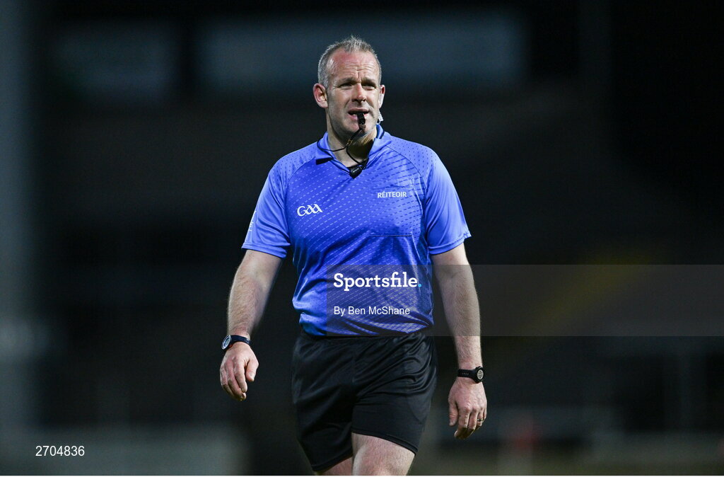 16 December 2023; Referee Johnny Murphy during the AIB GAA Hurling All-Ireland Senior Club Championship semi-final match between St Thomas' of Galway and Ballygunner of Waterford at Laois Hire O'Moore Park in Portlaoise, Laois. Photo by Ben McShane/Sportsfile