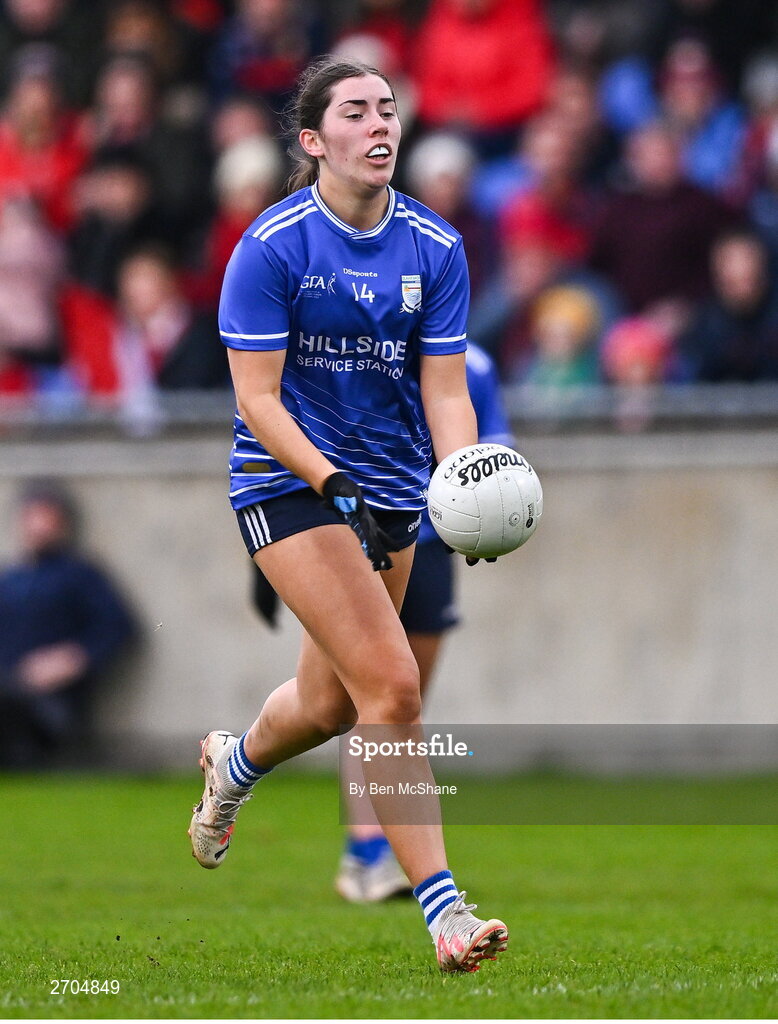 17 December 2023; Nina Wallace of Claremorris during the Currentaccount.ie LGFA All-Ireland Junior Club Championship final match between Claremorris of Mayo and O'Donovan Rossa of Cork at Parnell Park in Dublin. Photo by Ben McShane/Sportsfile