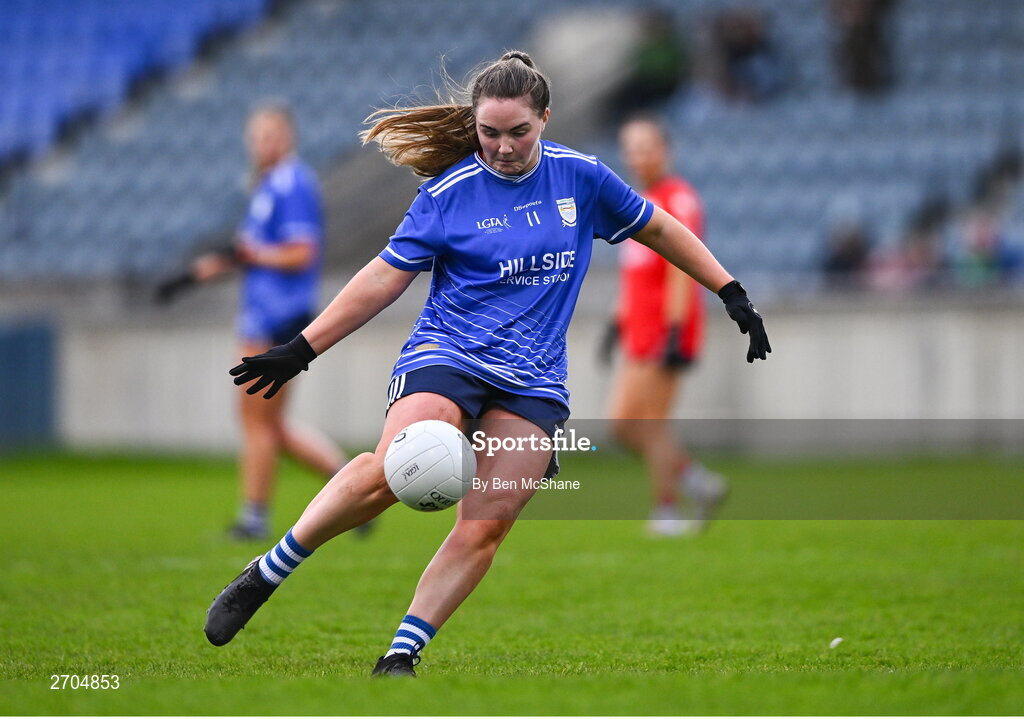 17 December 2023; Rebecca Kean of Claremorris during the Currentaccount.ie LGFA All-Ireland Junior Club Championship final match between Claremorris of Mayo and O'Donovan Rossa of Cork at Parnell Park in Dublin. Photo by Ben McShane/Sportsfile