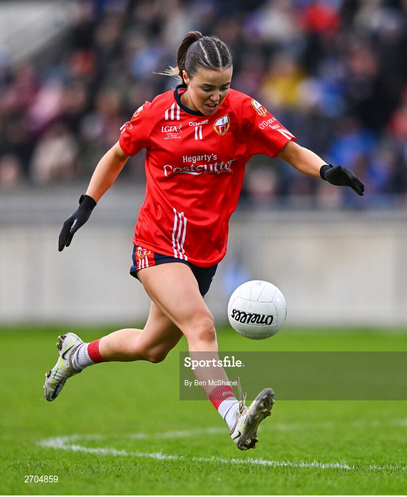 17 December 2023; Emma Hurley of O'Donovan Rossa during the Currentaccount.ie LGFA All-Ireland Junior Club Championship final match between Claremorris of Mayo and O'Donovan Rossa of Cork at Parnell Park in Dublin. Photo by Ben McShane/Sportsfile