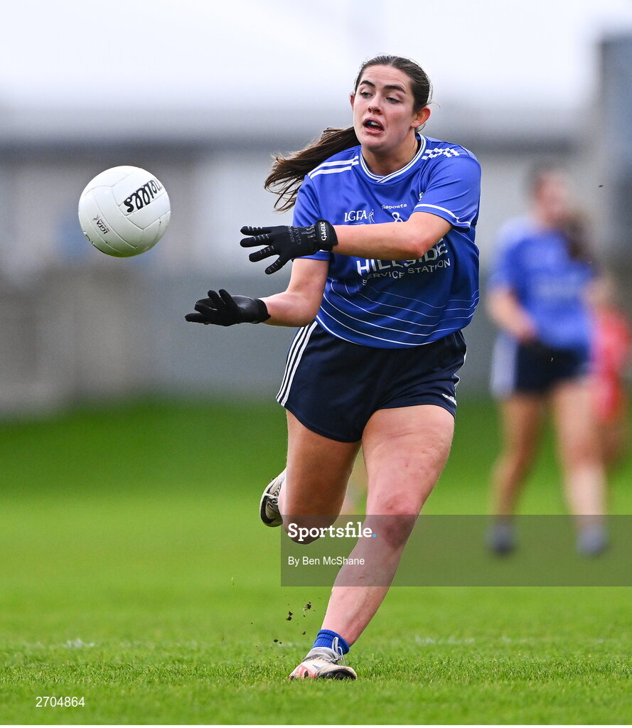17 December 2023; Alana Fitzpatrick of Claremorris during the Currentaccount.ie LGFA All-Ireland Junior Club Championship final match between Claremorris of Mayo and O'Donovan Rossa of Cork at Parnell Park in Dublin. Photo by Ben McShane/Sportsfile