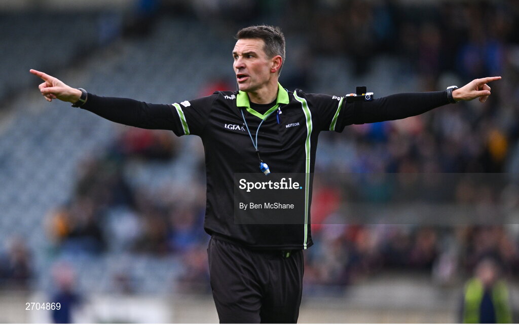 17 December 2023; Referee Ray McBride during the Currentaccount.ie LGFA All-Ireland Junior Club Championship final match between Claremorris of Mayo and O'Donovan Rossa of Cork at Parnell Park in Dublin. Photo by Ben McShane/Sportsfile