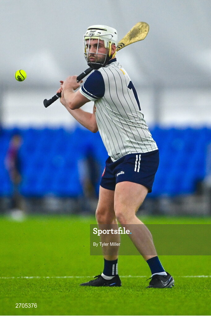 4 January 2024; David Mangan of New York during the Connacht Hurling League semi-final match between Galway and New York at University of Galway Connacht GAA AirDome in Bekan, Mayo. Photo by Tyler Miller/Sportsfile