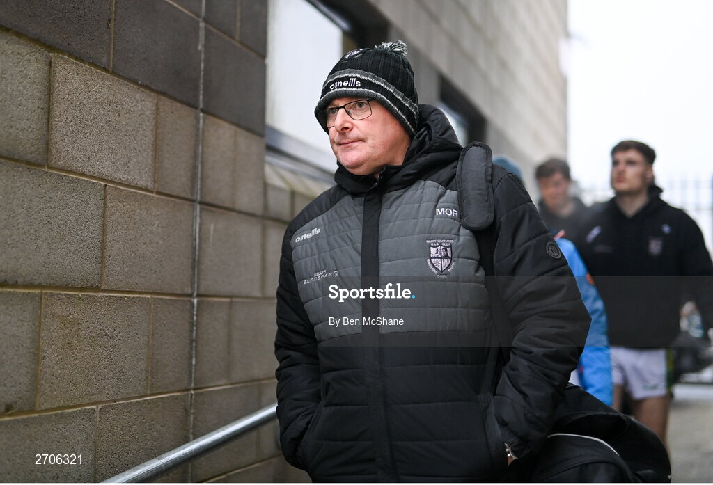 7 January 2024; Glen manager Malachy O'Rourke arrives before the AIB GAA Football All-Ireland Senior Club Championship semi-final match between Kilmacud Crokes of Dublin, and Glen of Derry, at Páirc Esler in Newry, Down. Photo by Ben McShane/Sportsfile