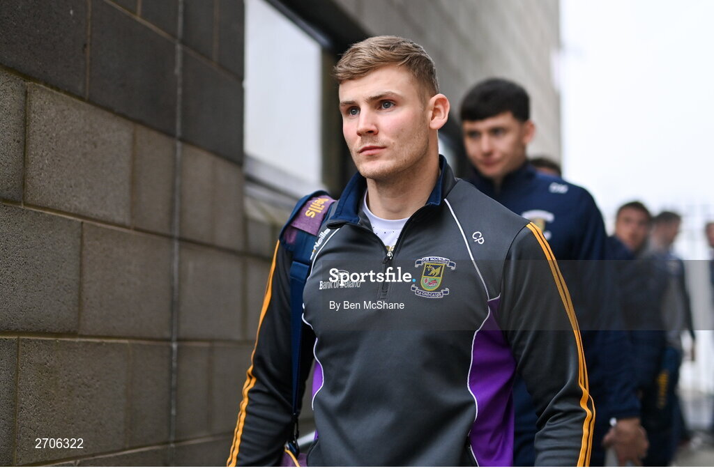 7 January 2024; Callum Pearson of Kilmacud Crokes arrives before the AIB GAA Football All-Ireland Senior Club Championship semi-final match between Kilmacud Crokes of Dublin, and Glen of Derry, at Páirc Esler in Newry, Down. Photo by Ben McShane/Sportsfile