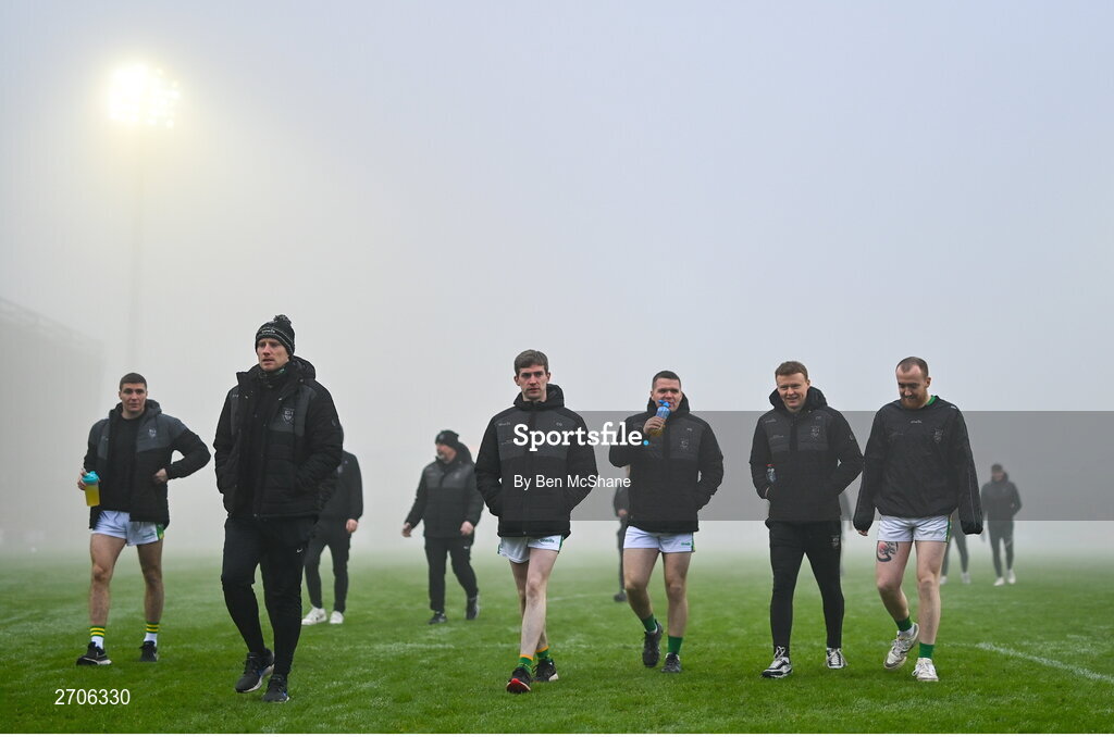7 January 2024; Glen players inspect the pitch before the AIB GAA Football All-Ireland Senior Club Championship semi-final match between Kilmacud Crokes of Dublin, and Glen of Derry, at Páirc Esler in Newry, Down. Photo by Ben McShane/Sportsfile