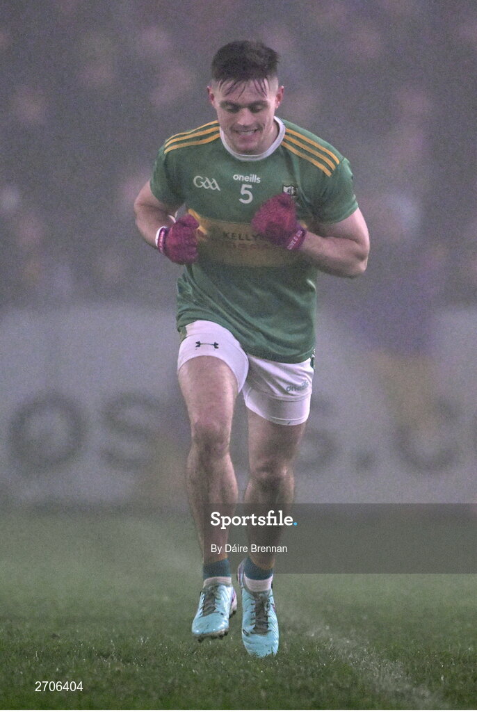 7 January 2024; Eunan Mulholland of Glen celebrates after the AIB GAA Football All-Ireland Senior Club Championship semi-final match between Kilmacud Crokes of Dublin, and Glen of Derry, at Páirc Esler in Newry, Down. Photo by Daire Brennan/Sportsfile
